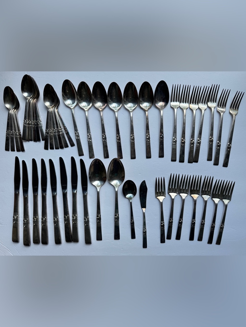 Morning Star By Oneida Community Silver Plated 49 Pieces Forks Spoons Vintage